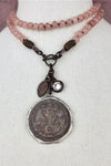 ZINC Designs Soldered Cross Coin Charm Beaded Necklace